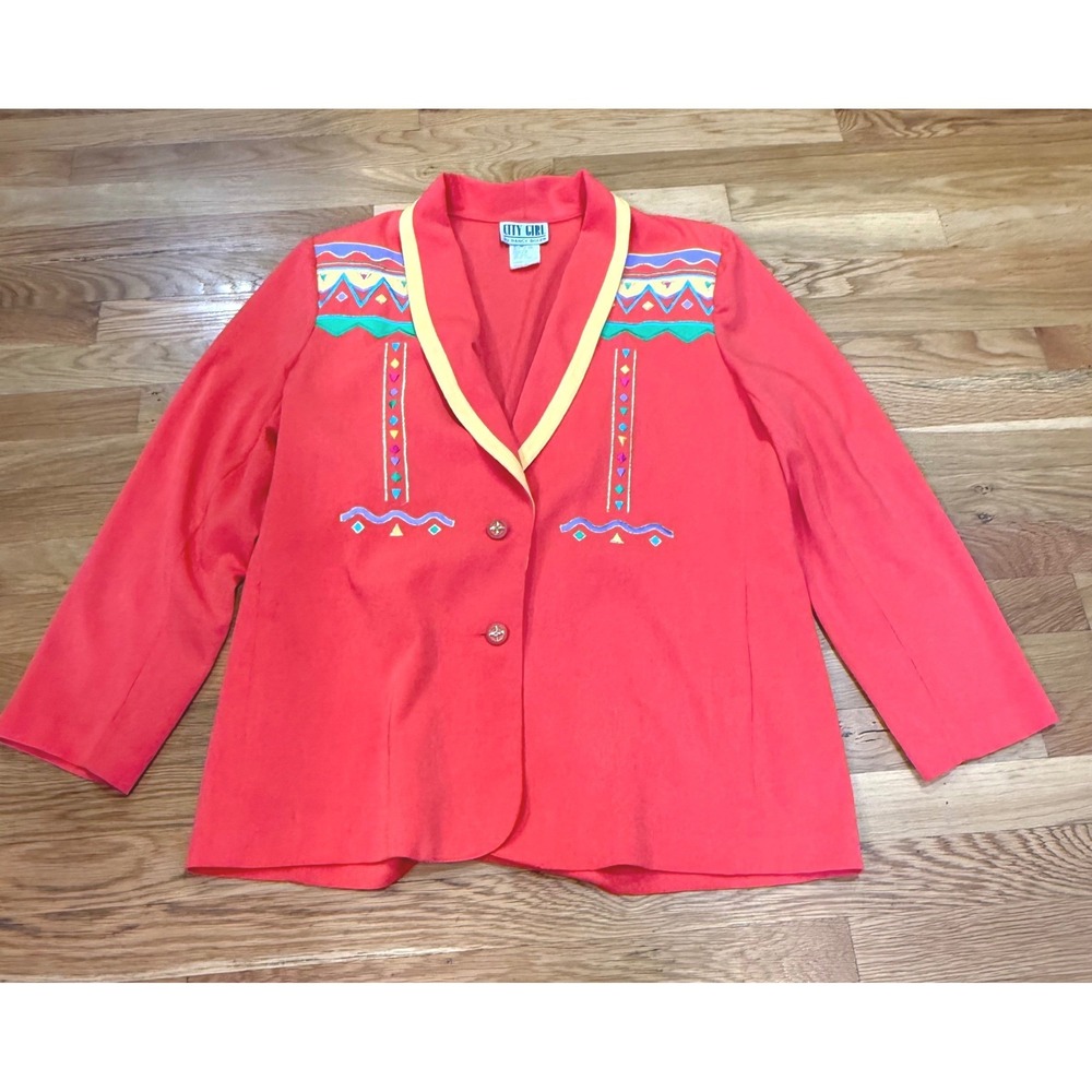 Vintage 80s City Girl by Nancy‎ Bolen Southwestern Blazer Jacket Women's Large